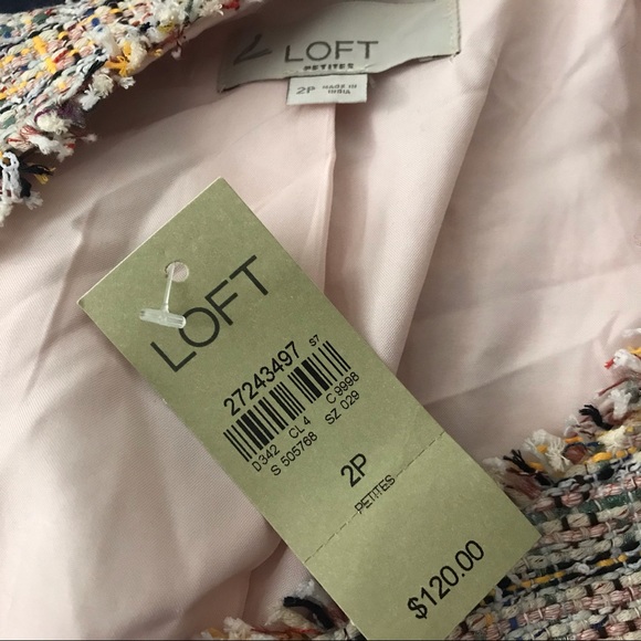 Loft Womens Tweed Blazer Size 2P Tweed Open Front - Picture 4 of 6